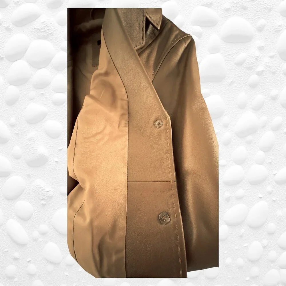 Vintage‑Era JACOB Caramel 100% Leather Jacket – L - NWT - Picture 7 of 10